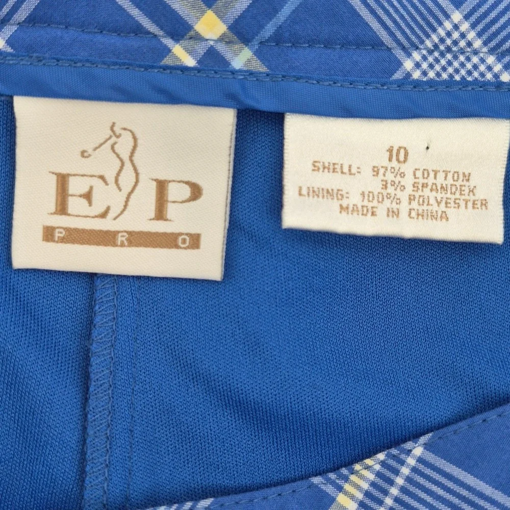EP‎ Pro Golf Skort Womens 10 Blue Plaid Athletic Tennis Skirt Pockets Activewear